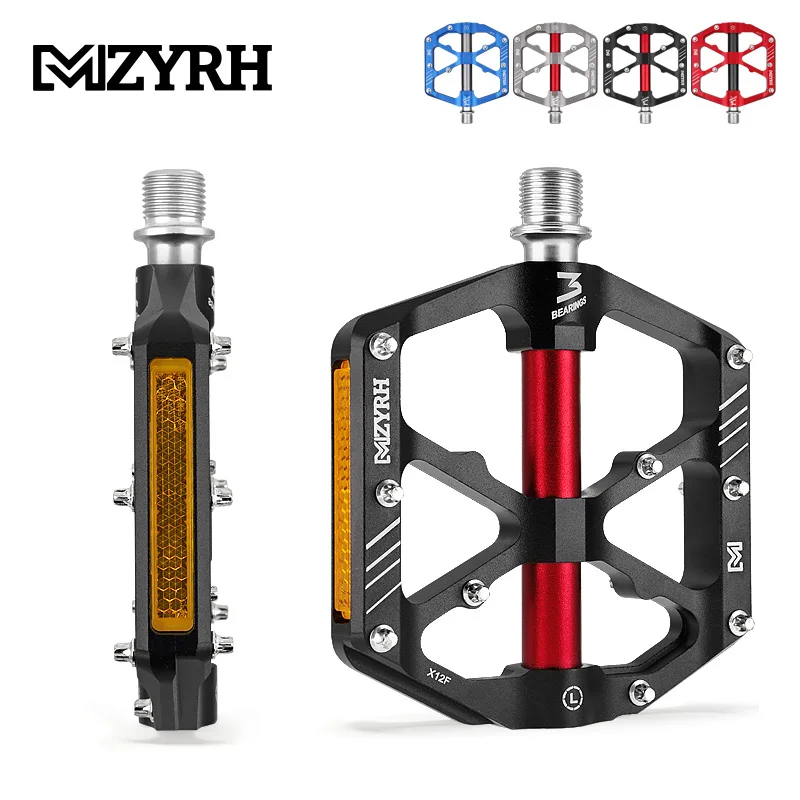 MZYRH  Reflective Pedal 3 Bearings Non-Slip MTB Pedals Aluminum Alloy Flat Applicable Waterproof Bicycle Pedals