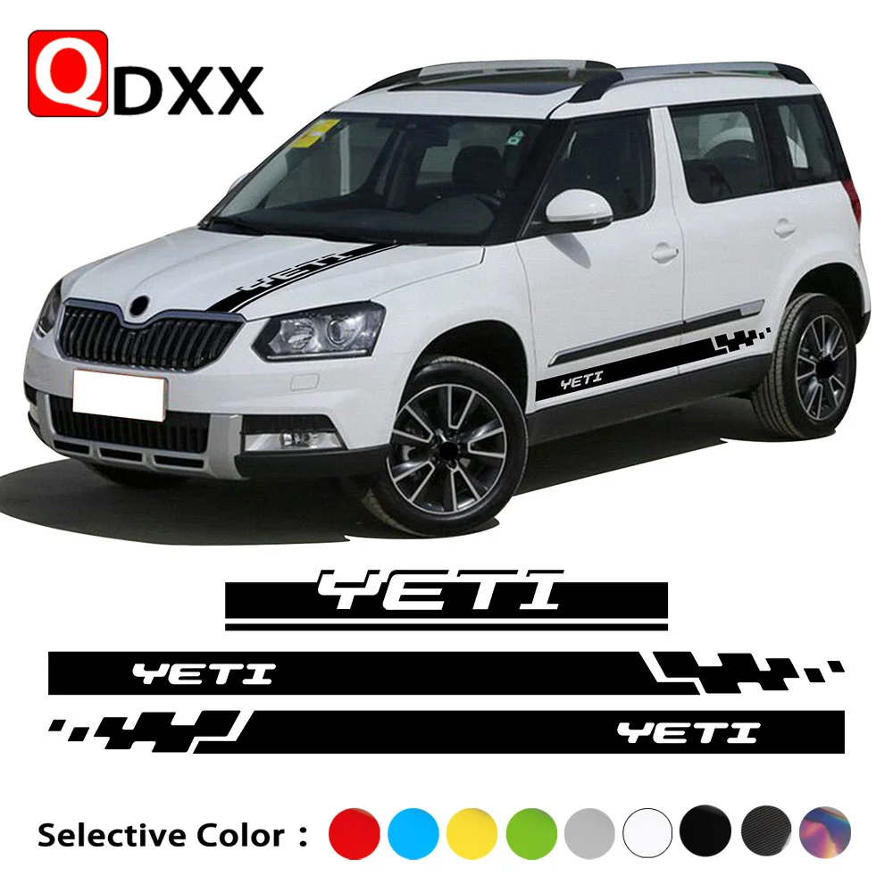 Racing Sport Car Styling Hood Engine Cover Decal Body Graphics Vinyl Side Stripes Skirt Sticker for Skoda Yeti Tuning Accessorie