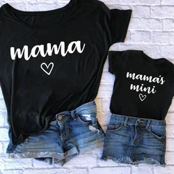 Summer Family Matching Outfits Mama and Mama's Mini Tshirt Mother Daughter Mum T-Shirt Tops Toddler Baby Kids Girls Clothes