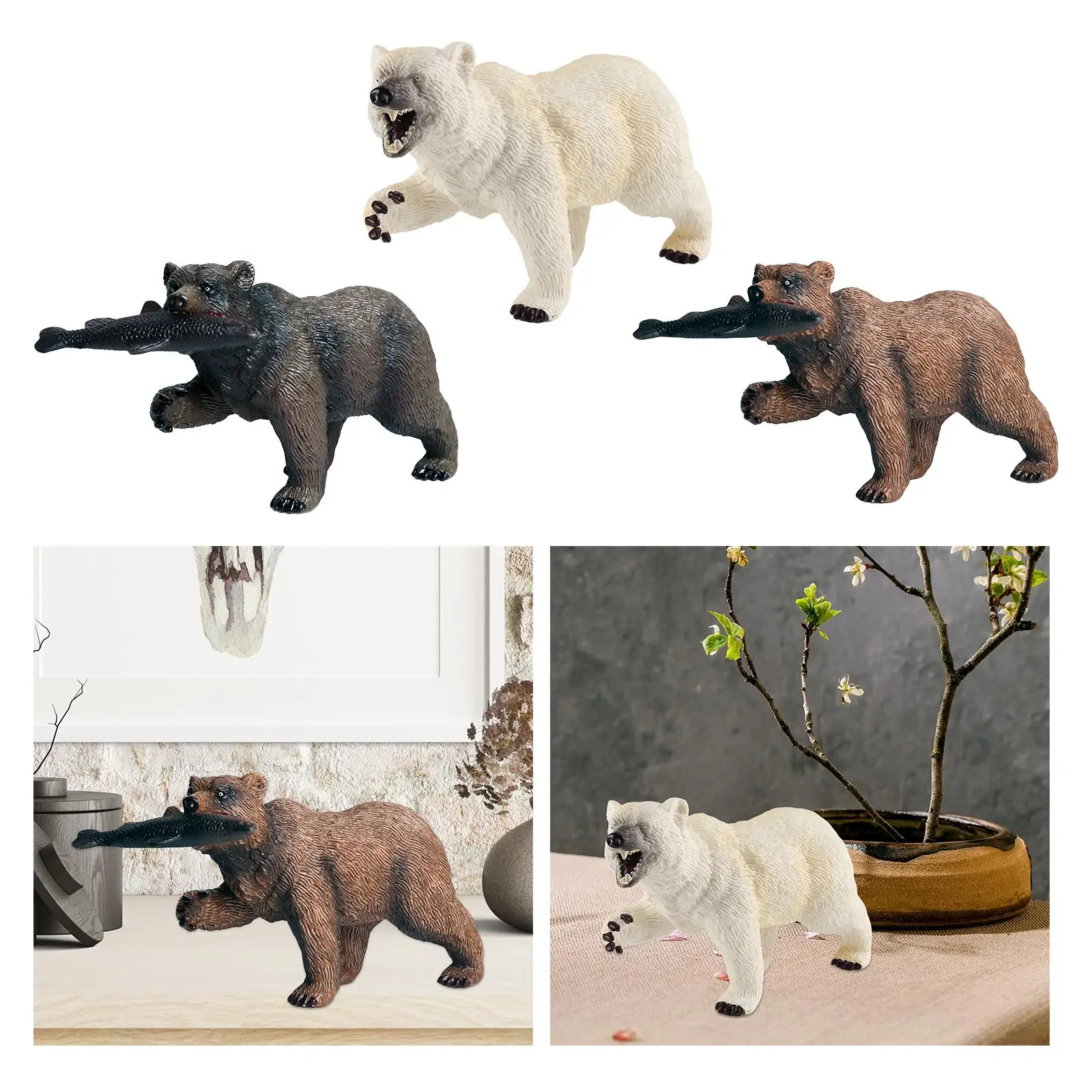 Figura modelo de oso, juguetes educativos para el baño, recuerdos de fiesta, adorno para tarta, figuritas de animales salvajes, regalo coleccionable para niños pequeños