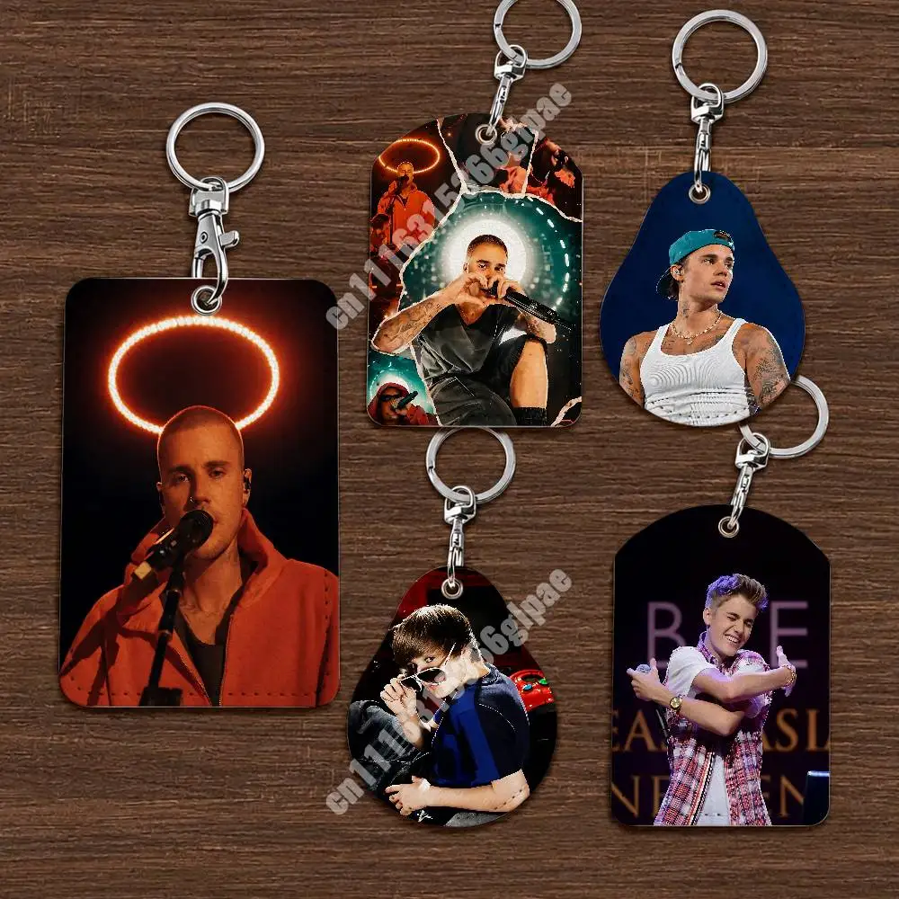 J-Justin B-Bieber SWAG Justice Changes Leather Keychain Card Holder for Airtag & ID Cards Business Bag Charm