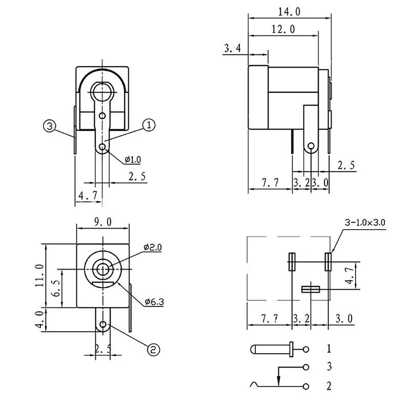 10Pcs DC-005 5.5x2.1mm DC Power Female Jack Connectors 5.5 x 2.1mm DC Socket Plugs Right Angle Mount Terminal Adapter Connector image 6