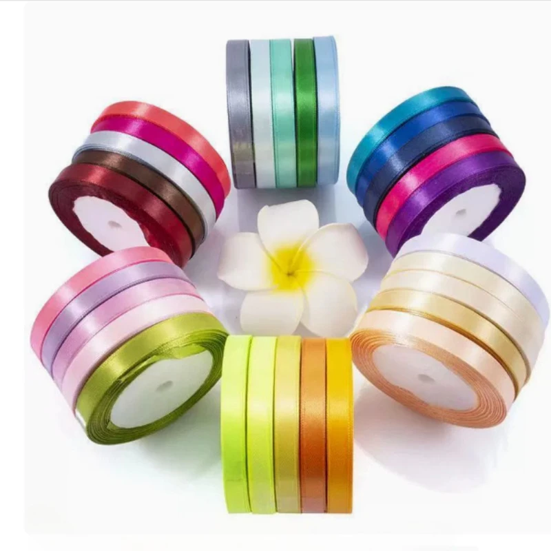 25yards/Roll 10mm Wide Satin Ribbon Wedding Invitation Party Decoration Scrapbook Packaging DIY Handmade Bow Gift Decoration