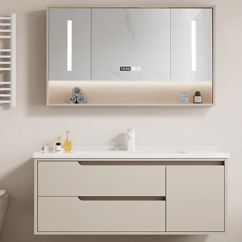 

Bathroom Vanity With Sink Storage Cabinet Salon Station Locker Wall Shelf Mirror Multipurpose Column Narrow Washbasin Gabinete