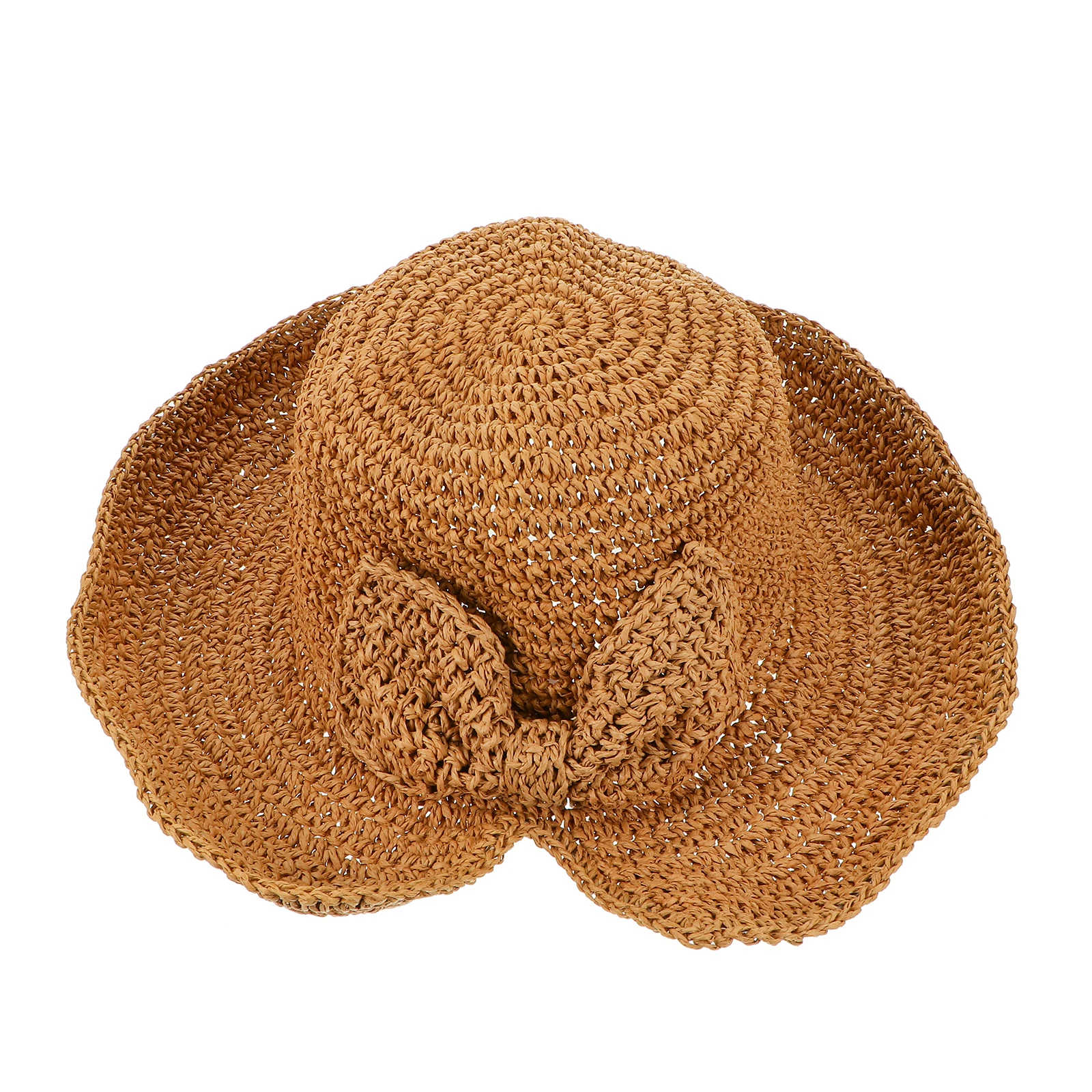 

Bowknot Straw Sun Hat Summer Beach Outdoor Foldable Sunscreen Protection Hat Lightweight Comfortable