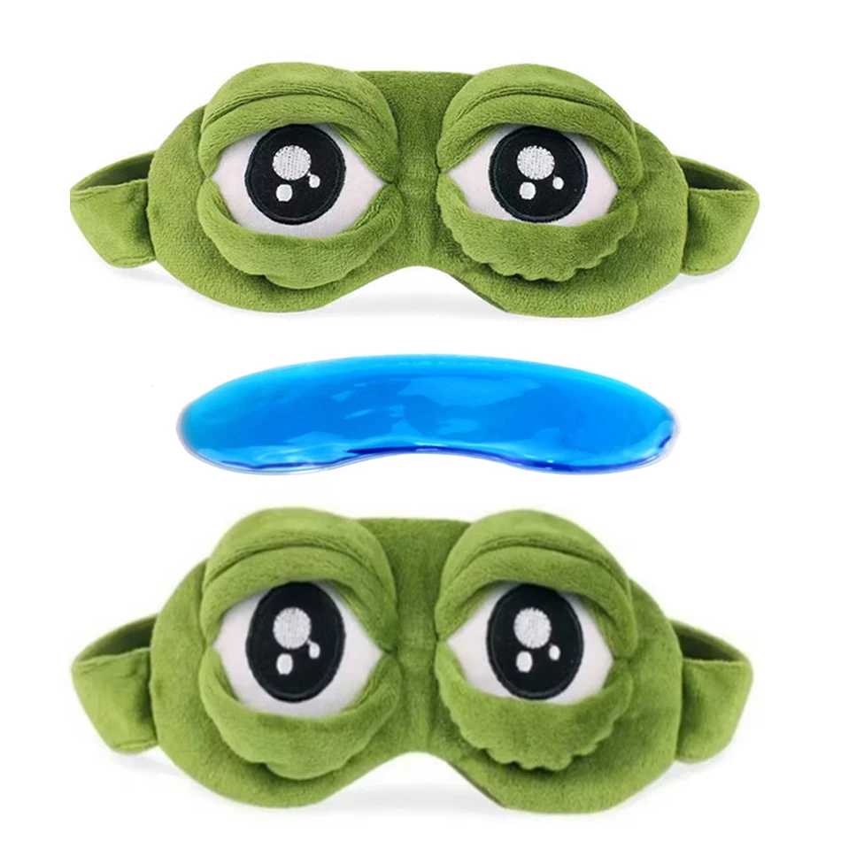 3D Sad Frog Sleep Mask Natural Sleeping Eyeshade Cover Shade Eye Patch Women Men Soft Portable Blindfold Travel Eyepatch