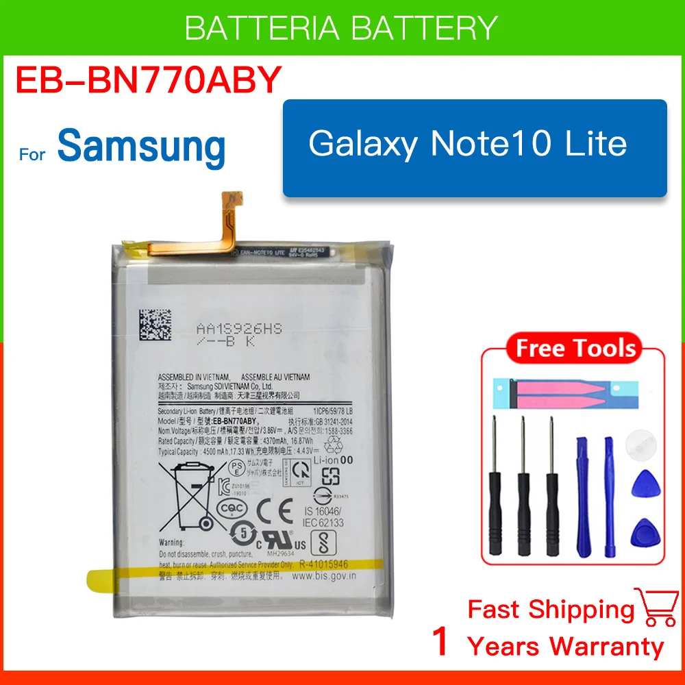 

EB-BN770ABY 4500mAh Mobile Phone Batteries For Samsung Galaxy Note10 Lite / Note10Lite / Note 10 Lite Batteria+ Tools