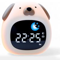 New Bright Alarm Clock with Sleep Trainer 8 Colors & 6 Sounds Toddler Night Light USB Powered Dog Design Sound Machine for Kids