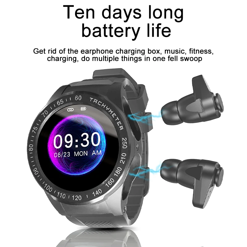Aipower – montre connectée 2 en 1, véritable oreillettes sans fil, Bluetooth 5.1, Bracelet numérique de sport, moniteur de fréquence cardiaque, W26