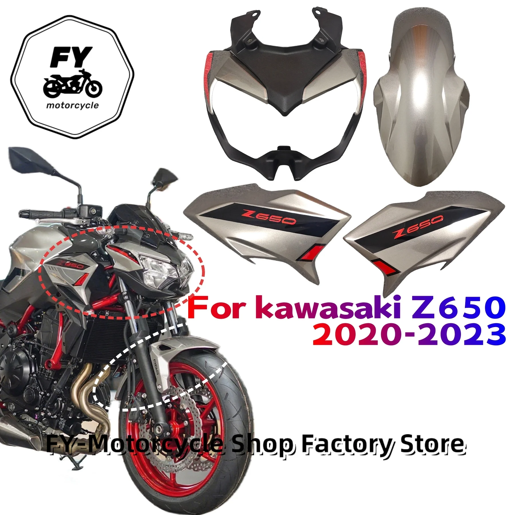 

Для Kawasaki z650 2020 2021 2022 2023 передняя боковая крышка топливный бак газовая панель обтекателя боковая панель Z 650