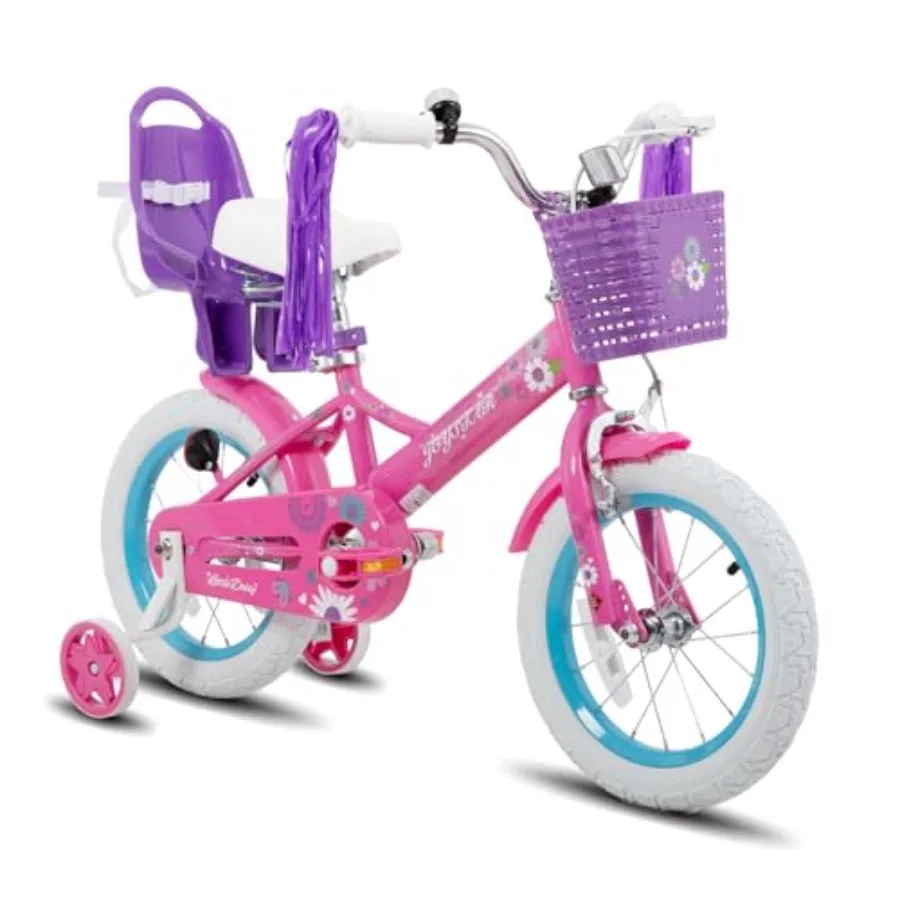 

bike for ages 2-7, steel frame, pink/blue/red/green, lightweight design with doll seat streamers for girls, flag number plate f