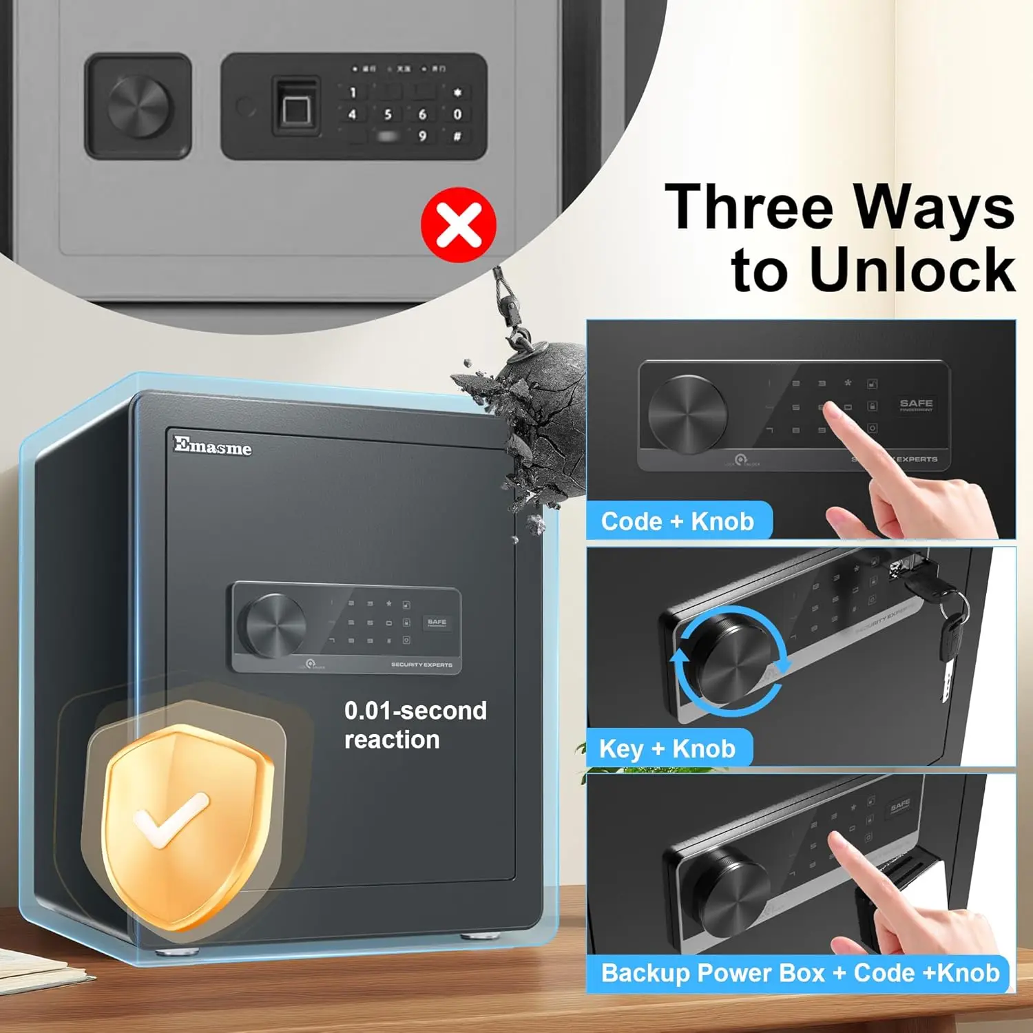 Safety Box, Small Safes for Home Lock Box with Electronic Keypad，Safe with Removable Shelf for Cash, Jewelry, Documents,Digital