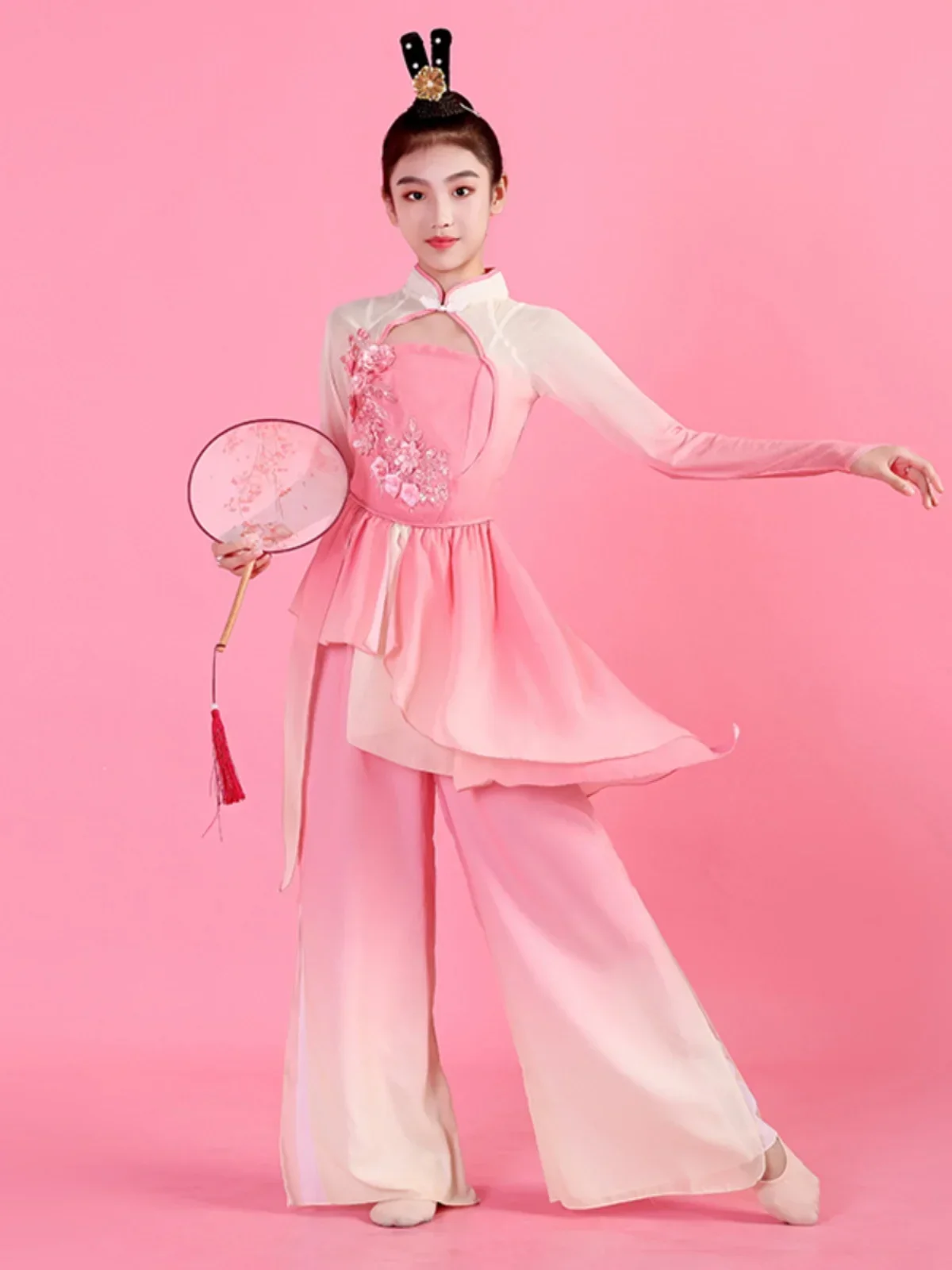 Children's Classical Dance Costume Girls' Yangge Performance Clothes Chinese Dance Costume Stage Practice Clothes