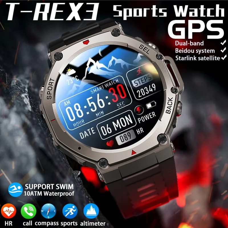 

2025 New Military Beidou satellite Call Smart Watch Built-in GPS Compass Barometric Altimeter 10ATM Waterproof Sports Smartwatch