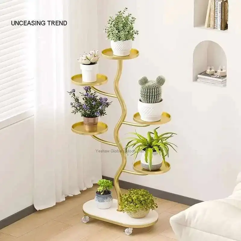 Кронштейн Рамка Полка для растений Железный дисплей Металлическая лестница Полка для цветов Напольная многоуровневая Полка для украшения растений Цветок