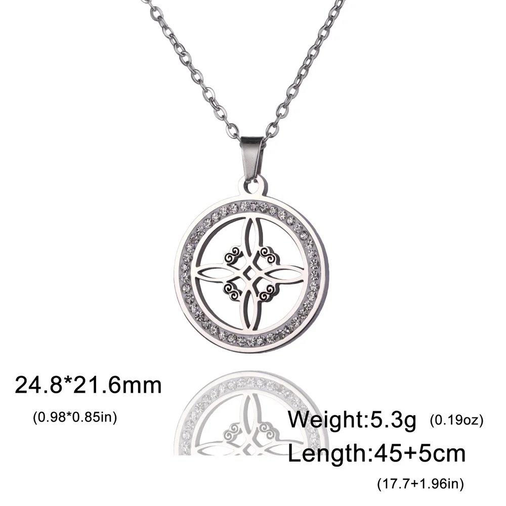 Edelstahl Hexenknoten Halskette Wicca Hexerei Kristall Strass Halsband Halsketten Für Frauen Amulett Schmuck Hochzeitsgeschenke – Detail 15