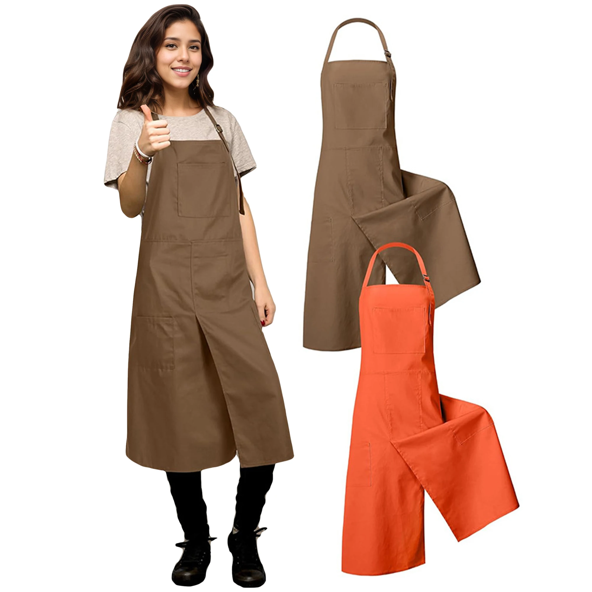 Split Leg Pottery Apron with Pocket DIY Ceramic Sculpture Mud-retaining Overalls Woodworking Anti-oil Anti-fouling