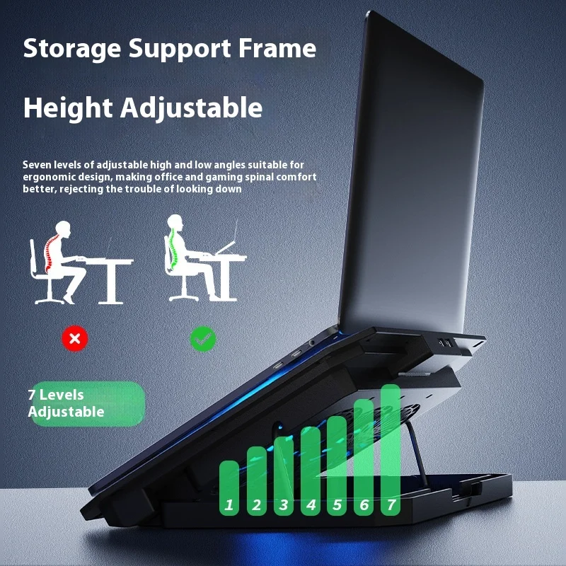 N22 Aluminum Alloy 17 Inch Laptop Cooling Base,Double Silent Fans,Liquid Cooling Luminous Radiator,Cross‑Border Stock