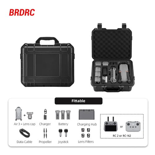 Estuche de almacenamiento de carcasa dura para DJI Air 3/3S, caja de transporte, Maleta portátil de gran capacidad para accesorios de almacenamiento de drones RC 2/-N2