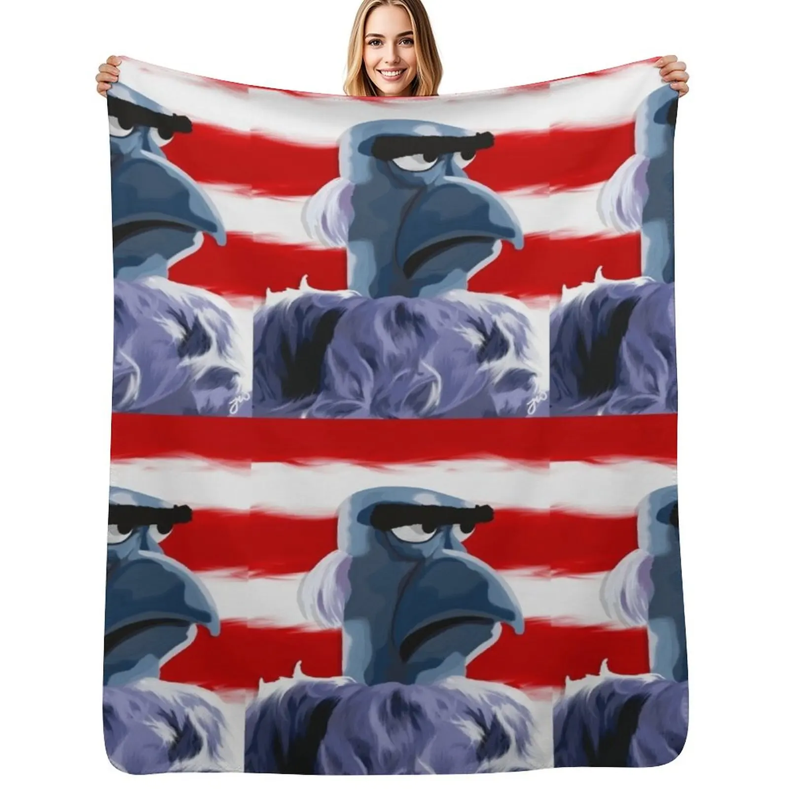 

Sam Eagle Portrait Painting (version 1/2) Throw Blanket Warm Plush Fuzzy Blanket for Living Room