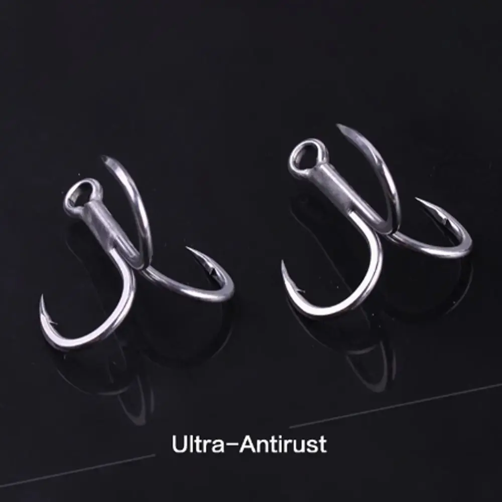 5/6/7/8Pcs 4X Intensify Treble Fishing Hooks Carbon Steel Anti-Rust Fishing Triple Anchor Hook Super Sharp Barbed Fishhooks