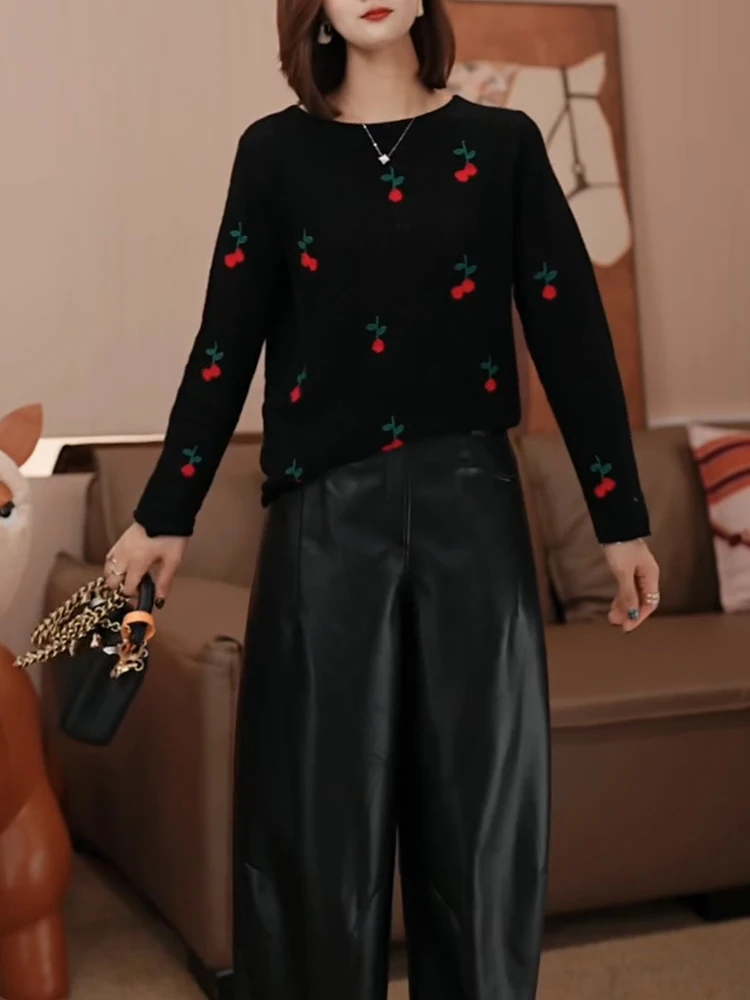 

Autumn 2025 plus Size round Ne Casual Pure Color Sweater Versatile Agel Top French Sle Girl's Faion Inner Wear