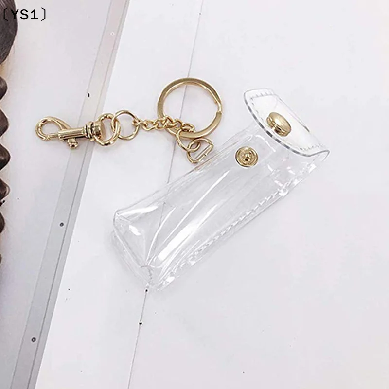 〔YS1〕Chapstick Pouch Keychain Transparent PVC Fashion Lipstick Holder For Outdoor Lip Balm Lipsticks Keyrings Accessory