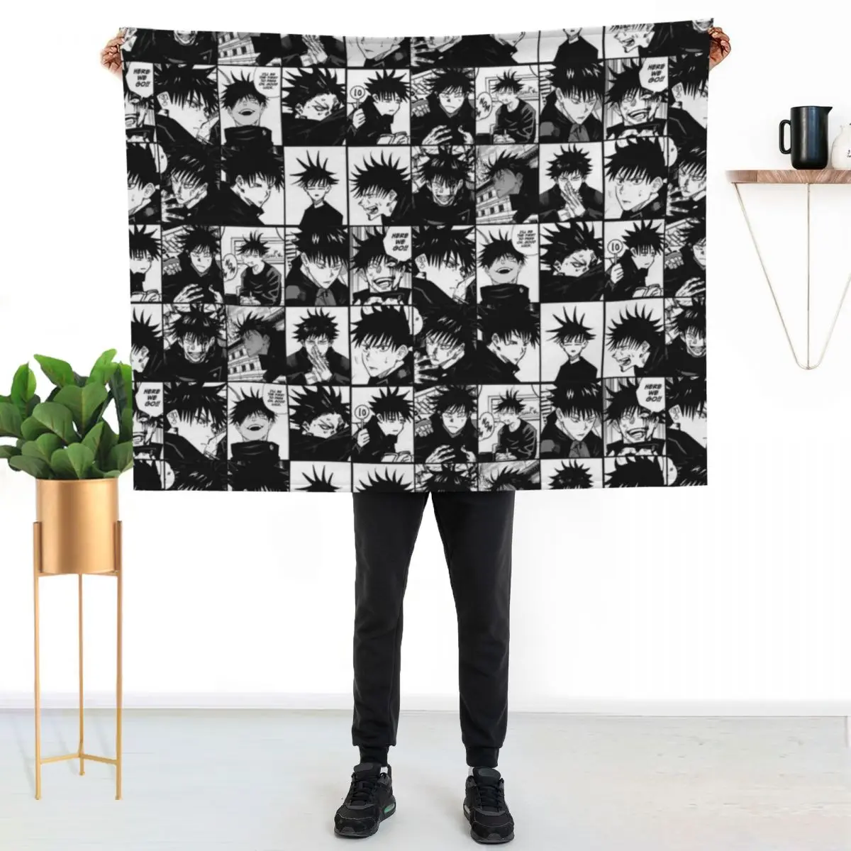 

Fushiguro Megumi manga collage -black and white version Throw Blanket Durable Warm Blanket for Daily Home Use