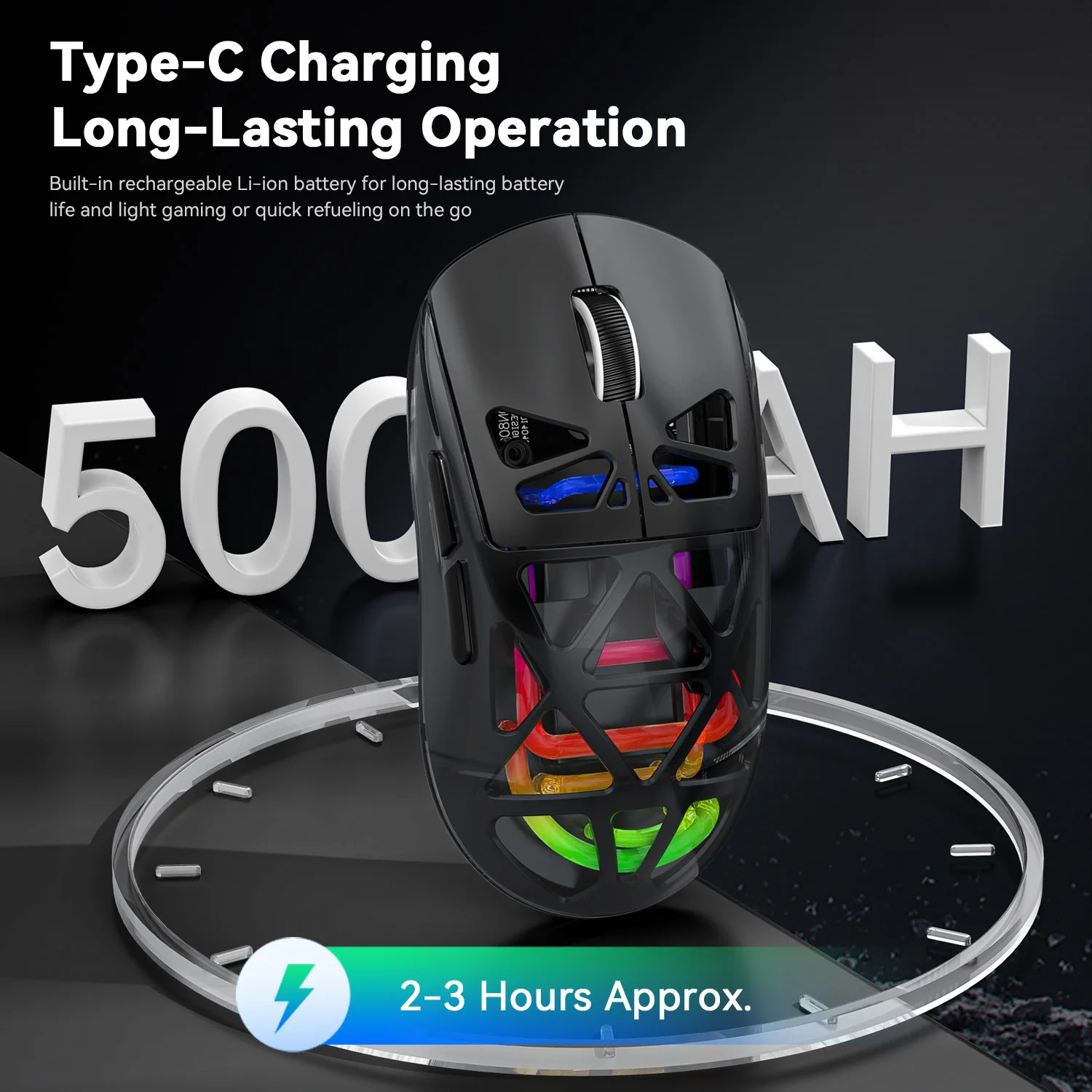 JITE M7 Triple Mode Wireless Gaming Mouse, Bluetooth/2.4G/Wired with RGB Cooling Light, Lightweight Ergonomic Design for PC Lap