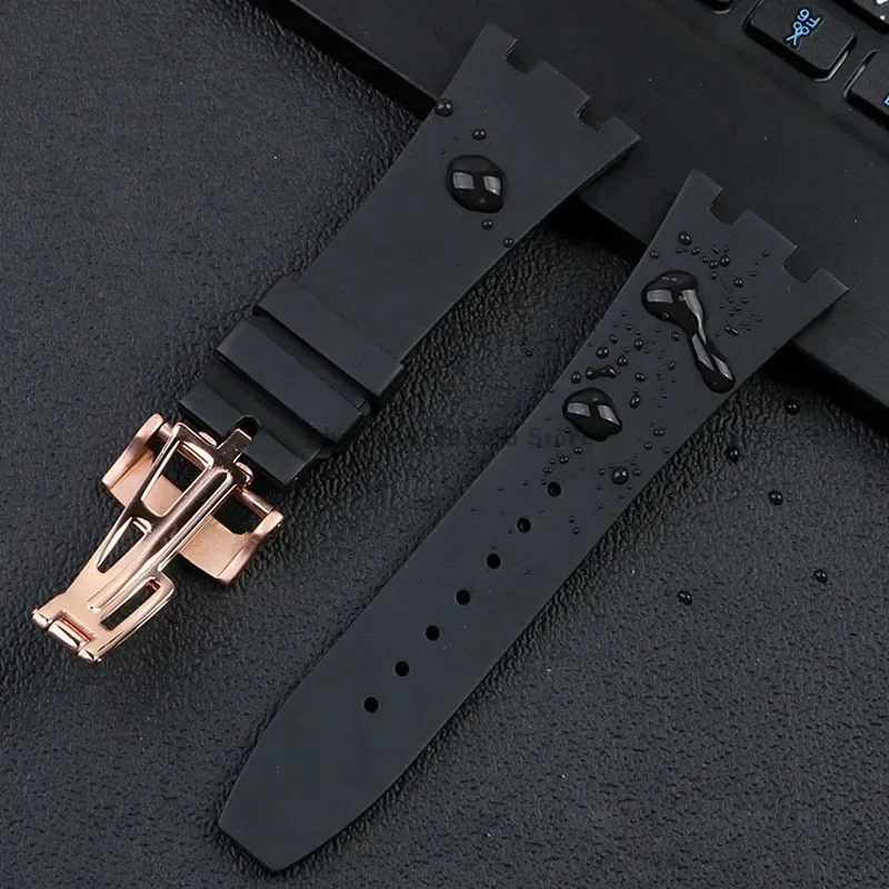 27mm Rubber Watch Strap for GA-2100 for AP Bracelet Waterproof Wrist Band Solid Butterfly Buckle Men Sport Watch Band