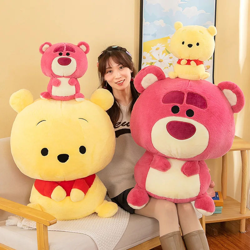 30Cm Disney Pooh Bear Plush Doll Lotso Anime Cartoon Round Head Doll Plush Pillow Stuffed Toy Children Bed Decorations Girl Gift