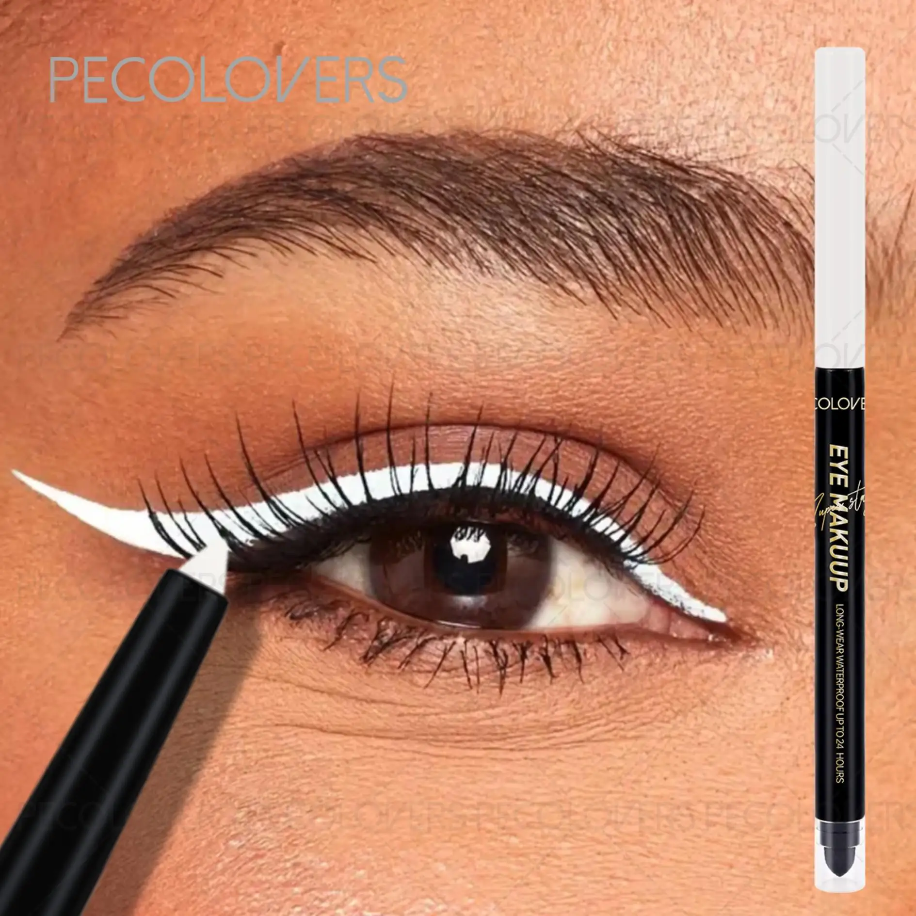 Lápiz de sombra de ojos y lápiz de gel delineador de ojos resistente al agua, con cepillo de cabeza de algodón, delineador de ojos con acabado mate de larga duración