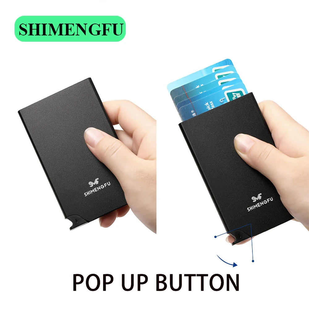 Anti-theft ID Credit Pop Up Card Holder Porte Carte Thin Aluminium Metal Wallets Pocket Case Bank Women Men Credit Card Box