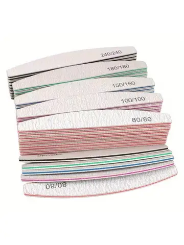1/3/5/10Pcs Professional Nail File 80/100/150/180/240 Sandpaper Strong Thick Sanding Half Moon Lime nail accessories and Tools