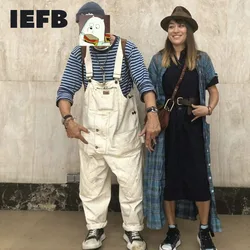 IEFB Belt Workwear Jumpsuit Men's Fashion Multi Pocket One-piece Trousers 2023 New Loose Green Beige Sleeveless Overalls 9Y7822