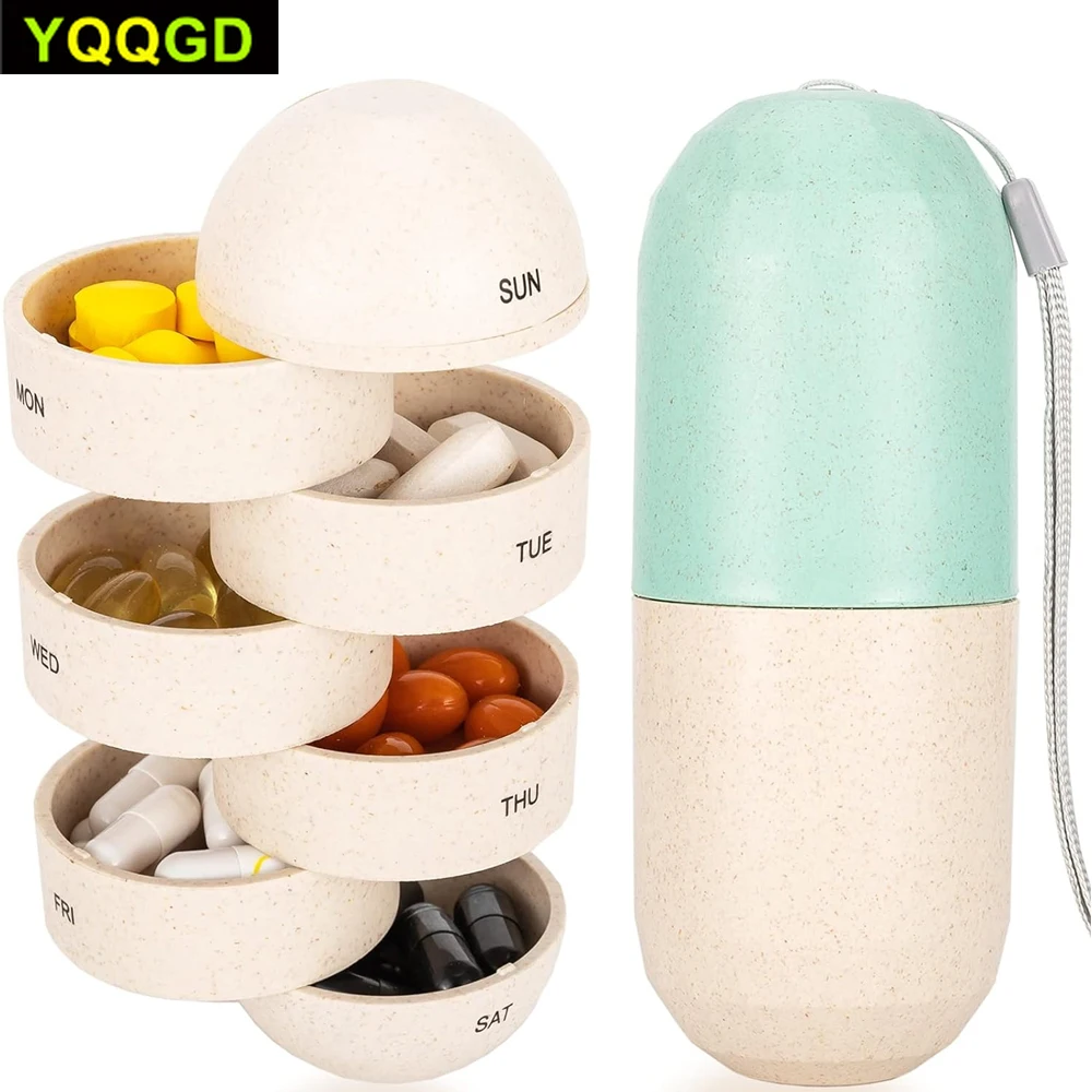 

Cute Pill Organizer 7 Day, Weekly Pill Cases Box Waterproof MoistureProof,Portable Travel Weekly Pill Box Case to Hold Vitamins