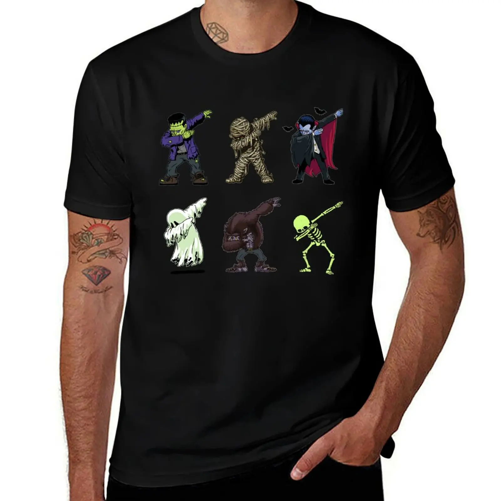 

Dabbing Halloween Creatures Skeleton Zombie Dab T-Shirt vintage man t shirt gifts for boyfriend anime Short sleeve tee men