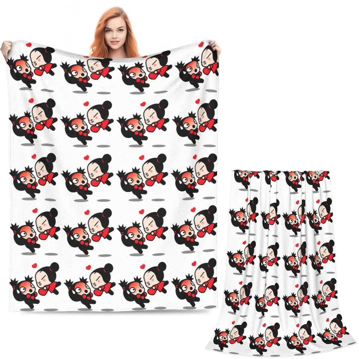 Cartoon Garu Pucca Animation Blanket Soft Warm Flannel Throw Blanket Bedspread for Bed Living room Picnic Travel Home Sofa