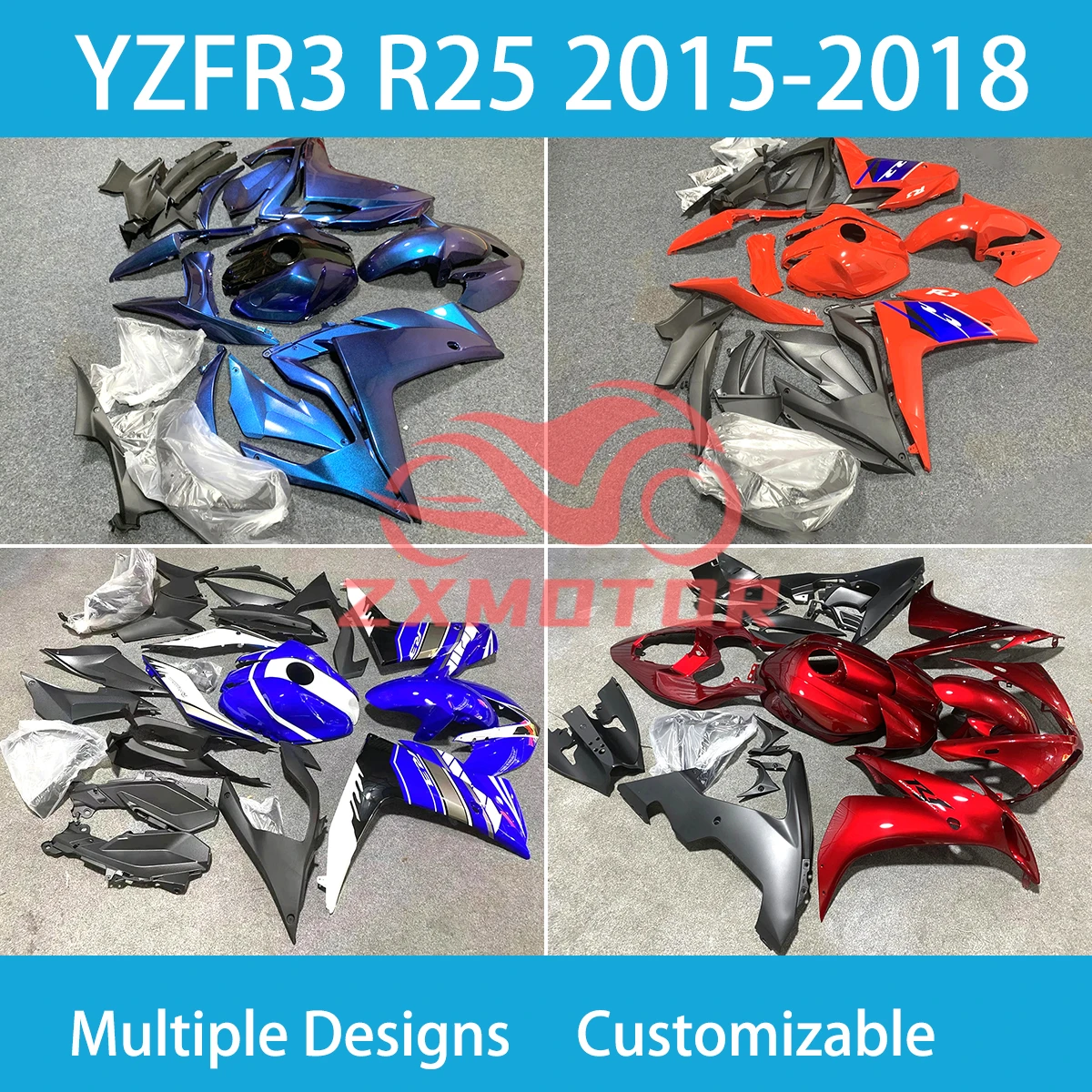 Body Works Cover Fairings YZFR3 15 16 17 18 Motorcycle Aftermarket Fairing Kit for YAMAHA YZF R3 R25 2015 2016 2017 2018