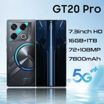 

2025 NEW GT20 Pro Smartphone 5G 7.3 inch HD 22G+2TB Cell Phone Dual SIM Mobile Phones 7800mAh Cellphones shell