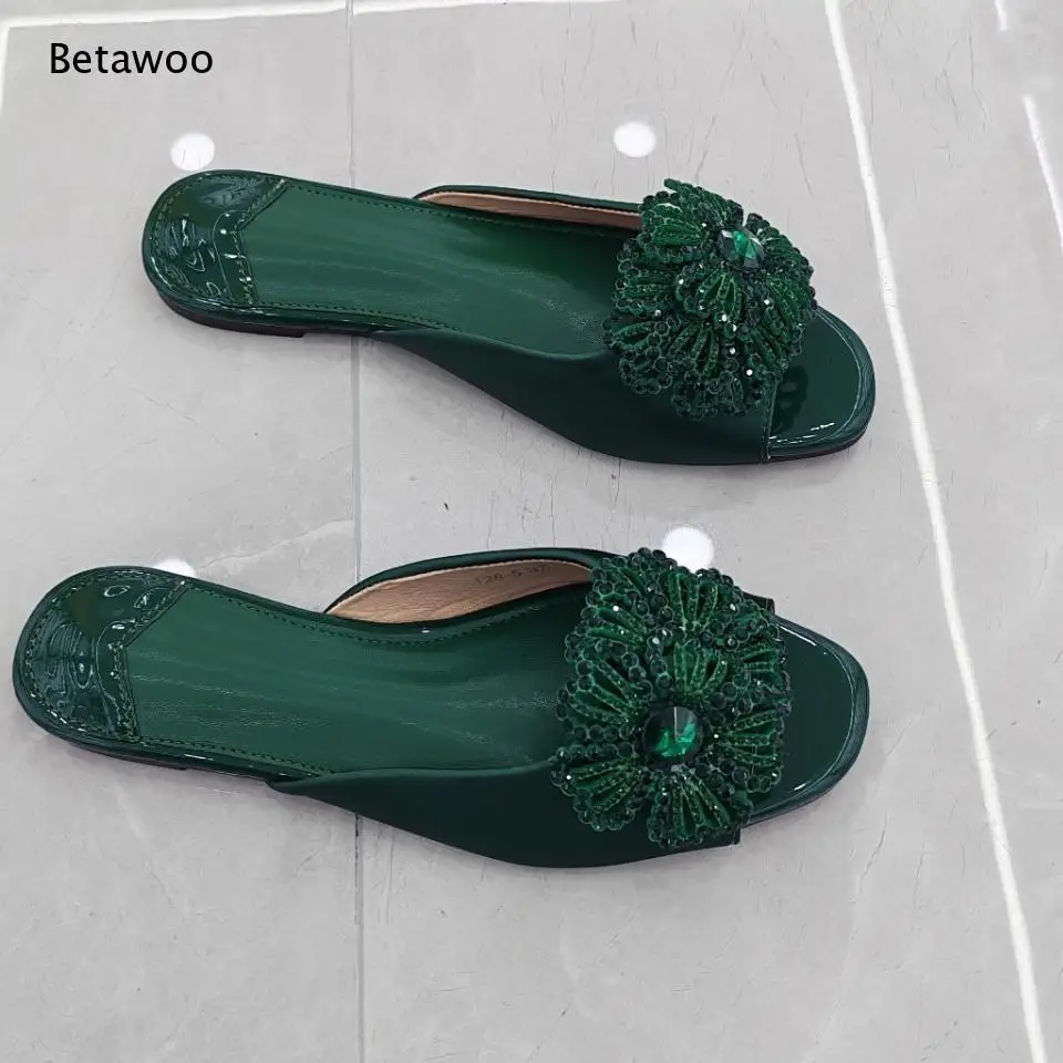 2026 Elegante Offene High-Heel-Mules für Damen mit Strass-Blumendekor, Slip-On-Sandalen für Bankette, Partys und Outdoor-Aktivitäten