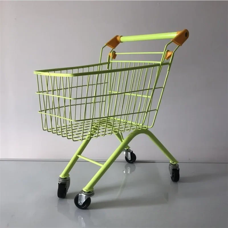 Supermarket large universal wheel toy car heightened trolley playing house simulation metal trolley