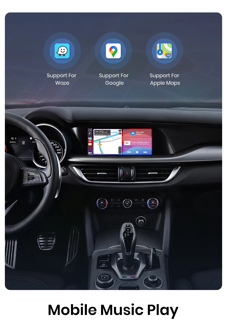 Junsun Wireless CarPlay Android Auto Interface Adapter für Alfa Romeo Stelvio Giulia 2017-2020 AirPlay Mirror Link Funktionen – Detail 6