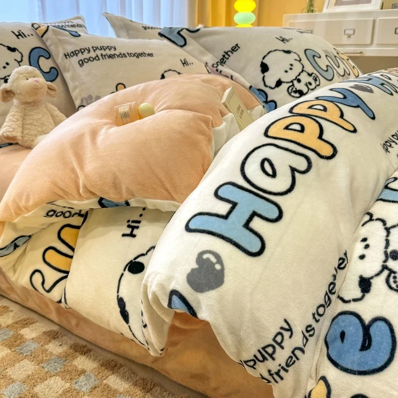 2024 New High Gram Heavy Milk Velvet Single Product Quilt Cover Autumn/winter Thickened Thermal Cartoon Duvet Double Use Bedding