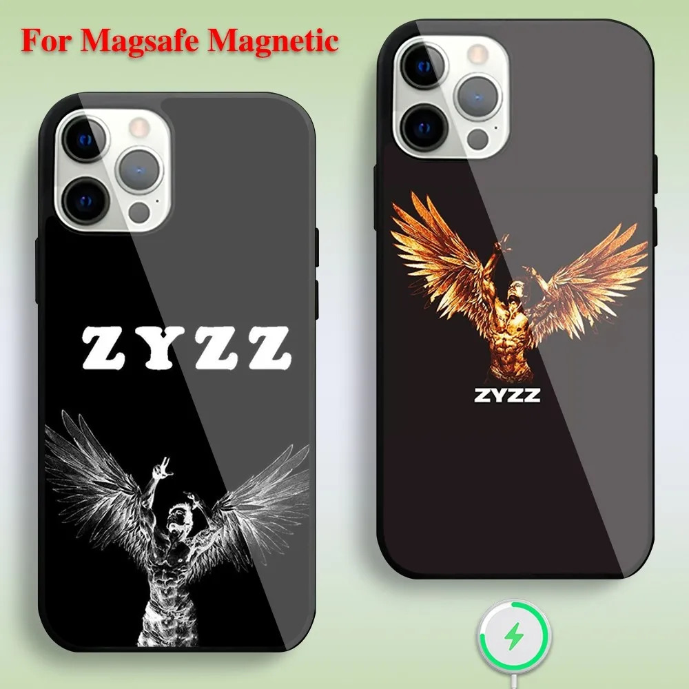 Bodybuilders model ZYZZ Phone Case For iPhone 11 12 13 14 15 Max Plus Pro Wireless Magnetic Glass Magsafe Charging Shell