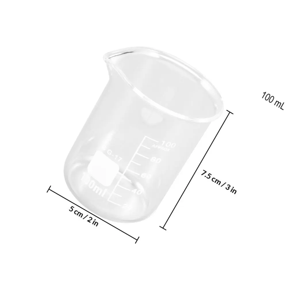 100Ml Transparent Glass Beaker Measuring Cup Graduated Scale for Lab Household Baking Dessert Preparation Wide Mouth Easy to
