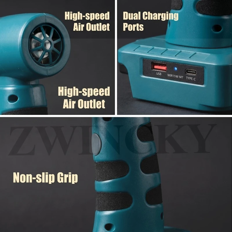 Cordless Dust Blower For Makita BL1830 BL1840 BL1850 BL1860 Battery Portable Plug-And-Play Handheld 18V Power Dust Blow Tool