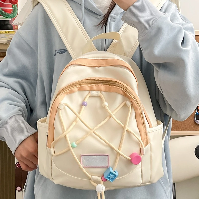

Little Fresh Girl's Small Book Bag Compact Backpack Simple Color Collision Kindergarten Elementary School Students Lightweight