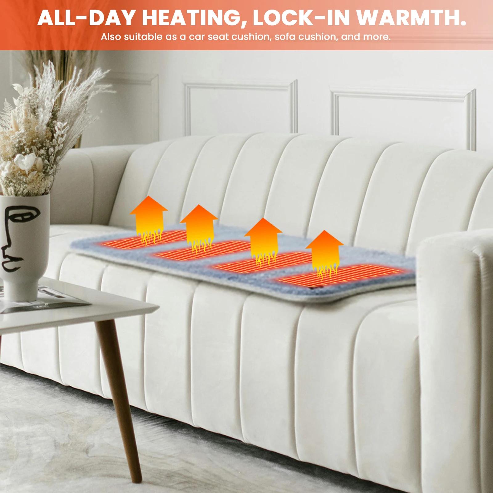 5V USB Foldable Heated Seat Cushion 3-Level Temperature for Camping Office(Grey)