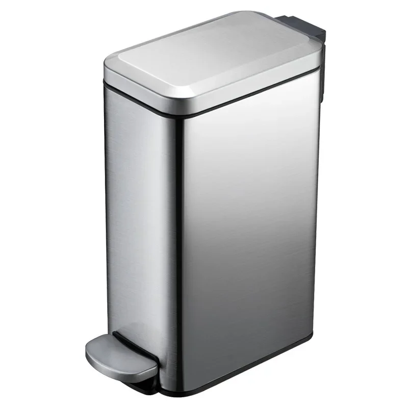 

Stainless Steel Trash Can with Pedal Kitchen 10L Metal Garbage Bin Narrow Waterproof Living Room Paper Basket Cleaning Supplies